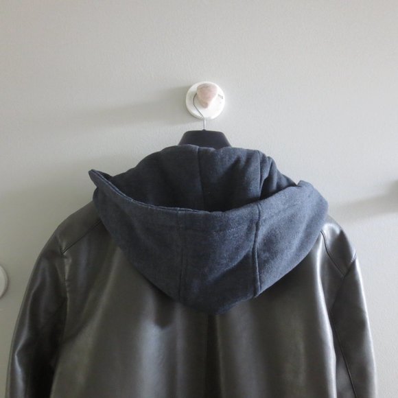 ZARA MAN DOUBLE ZIP LEATHER JACKET W/DETACHABLE HOOD - Picture 8 of 11